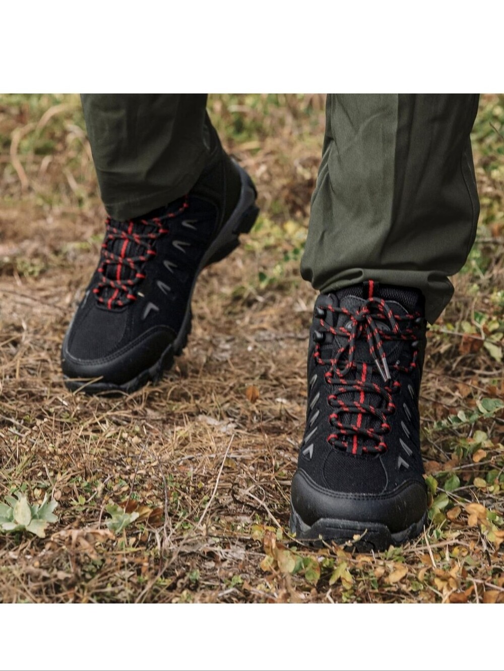 SHULOOK Men's Black and Red High-Top Athletic Hiking Shoe